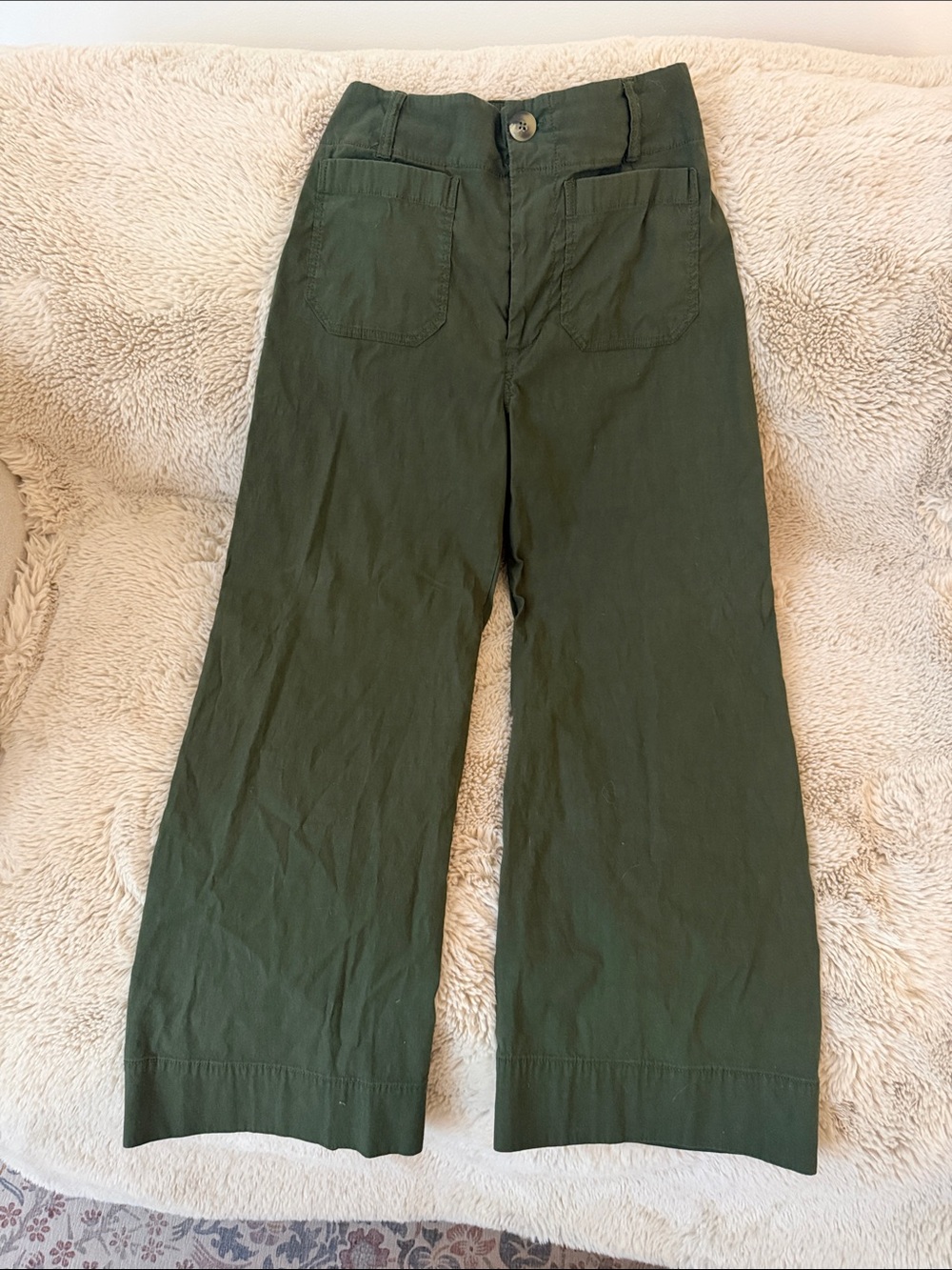 Anthropologie Wide-Leg Pants in Olive Green